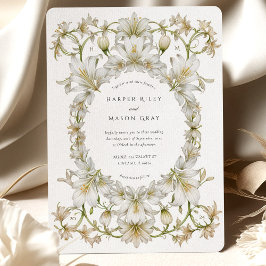 Elegant White Lily Garden WedWedding Inbjudningar