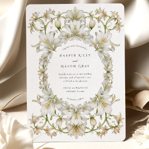 Elegant White Lily Garden WedWedding Inbjudningar