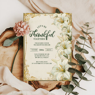 Elegant White Lily Thanksgiving Firande Inbjudningar