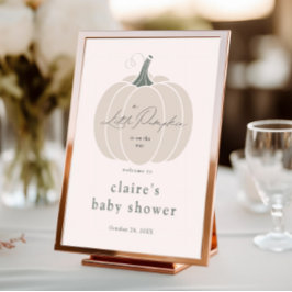 Elegant White Little Pumpkin Fall Baby Shower Poster