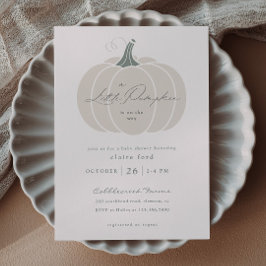 Elegant White Little Pumpkin Fall Baby Shower Vykort