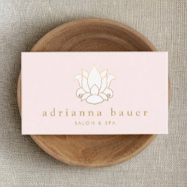 Elegant White Lotus Flower Rosa Salon and Spa Visitkort