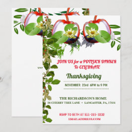 Elegant White Lotus Pumpkins Thanksgiving Dinner Inbjudningar