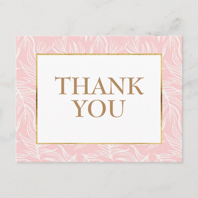 Elegant White Löv på Rosa Guld Tack Vykort (Framsida)