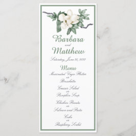 Elegant White Magnolia Blommar Reception Meny