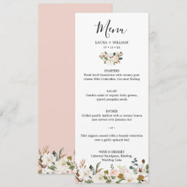 Elegant White Magnolia Blommigt Bröllop Menu Meny