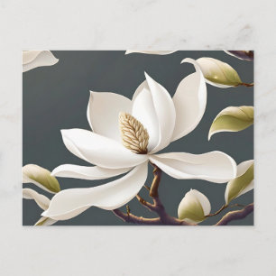 Elegant White Magnolia Flower Vykort