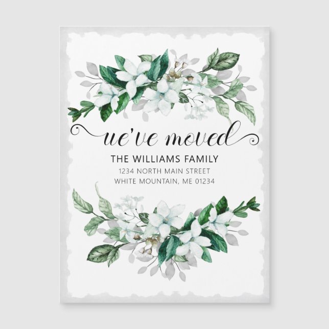 Elegant White Magnolia Watercolor Blommigt Flytta (Framsida)