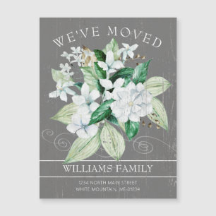 Elegant White Magnolia Watercolor Blommigt Flytta