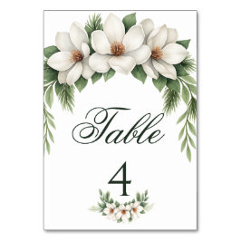 Elegant White Magnolia Winter Wedding Gräs Träd Bordsnummer