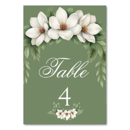Elegant White Magnolia Winter Wedding Gräs Träd Bordsnummer