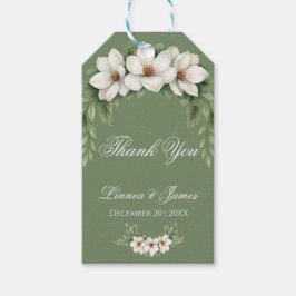 Elegant White Magnolia Winter Wedding Gräs Träd Presentetikett