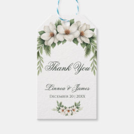 Elegant White Magnolia Winter Wedding Gräs Träd Presentetikett