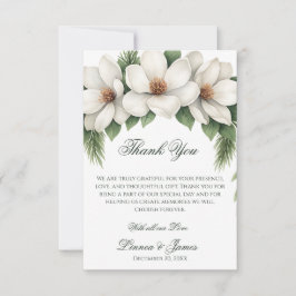 Elegant White Magnolia Winter Wedding Gräs Träd Tack Kort