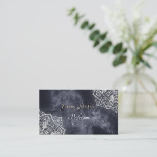 Elegant White Mandala Grått Nebula Design Visitkort