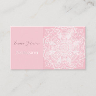 Elegant White Mandala Rosa Nebula Design Visitkort