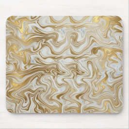Elegant White Marble and Liquid Gold Swirl Mousepa Musmatta