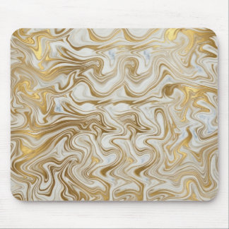 Elegant White Marble and Liquid Gold Swirl Mousepa Musmatta