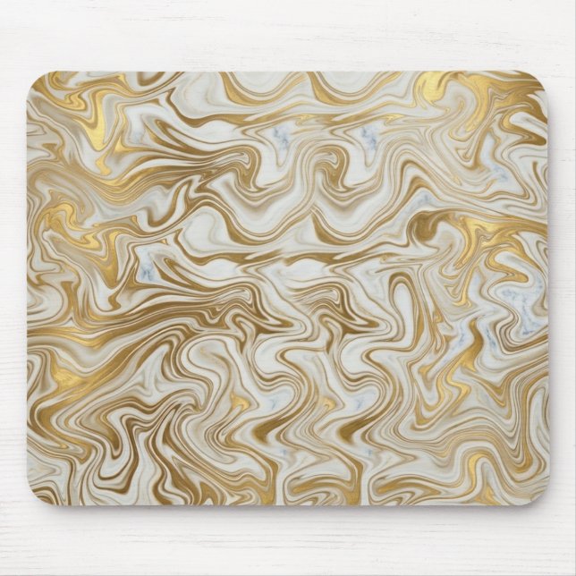 Elegant White Marble and Liquid Gold Swirl Mousepa Musmatta (Framsidan)