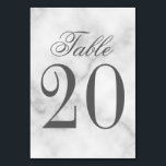 Elegant White Marble Bröllop Bordsnummer<br><div class="desc">Elegant bröllop Bordsnummer Card har titeln "Bord" i grått elegant-skript stil med bordsnummer i grått serif-typsnitt stil på vit marmorbakgrund. Även perfekt för möhippa,  repetitionsmiddag,  födelsedagsfest,  restauranger,  specialtillfällen party och evenemang.</div>