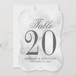 Elegant White Marble Bröllop Bordsnummer