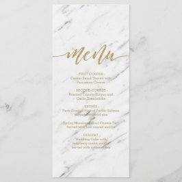 Elegant White Marble & Gold Foil Bröllop Menu Meny