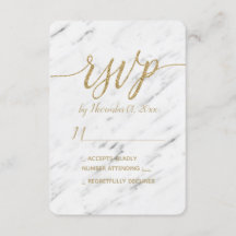 Elegant White Marble & Gold Foil Bröllop OSA