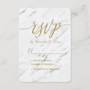 Elegant White Marble & Gold Foil Bröllop OSA Kort