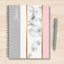Elegant White Marble Grått Rosa Personlig Namn