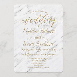 Elegant White Marble & Guld bröllopsinbjudan Inbjudningar