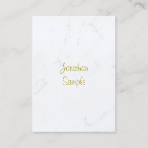 Elegant White Marble Guld skript Luxurious Plain Visitkort