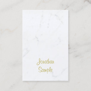 Elegant White Marble Guld skript Luxurious Plain Visitkort