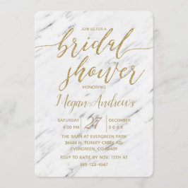 Elegant White Marble Inbjudningskort för möhippan