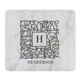 Elegant White Marble Monogram Family Namn