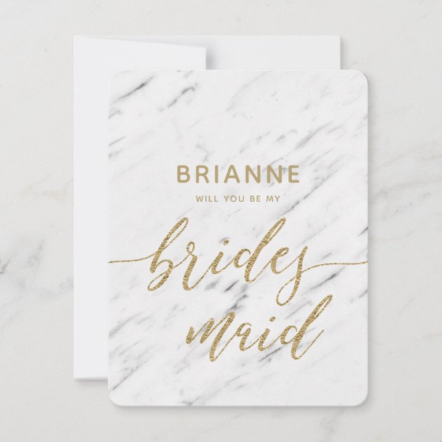Elegant White Marble och Guld kommer du att bli Br Inbjudningar (Framsida)