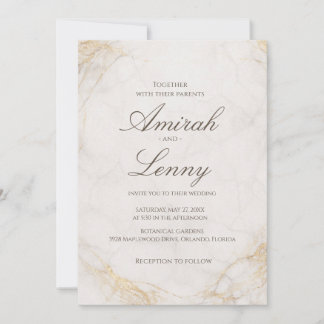 Elegant White Marble Wedding Invitation Background Inbjudningar