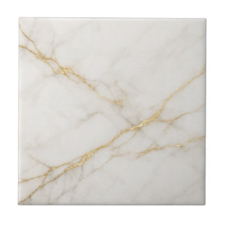 Elegant White Marble with Gold Veins Ceramic Tile Kakelplatta