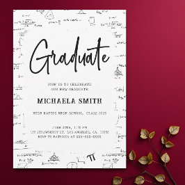 Elegant White Math Student High School Studenten Inbjudningar