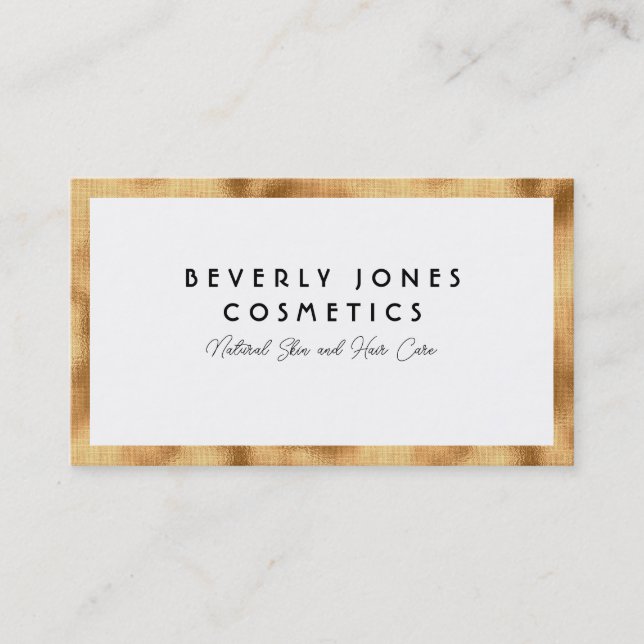 Elegant White med Faux Gold Foil Affärskort Rabattkort (Framsida)