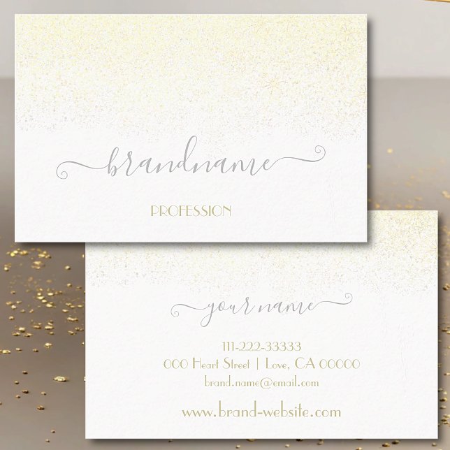 Elegant White med Guld Glitter Rain Professionell Visitkort (Skapare uppladdad)