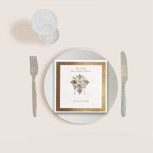 Elegant White med Guld Trim Bröllop Middag Pappersservett