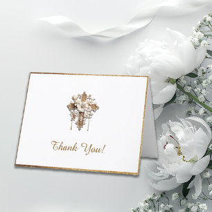Elegant White med Guld Trim Tack Kort