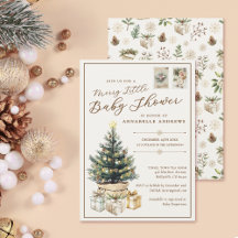 Elegant White Merry Little jul Baby Shower