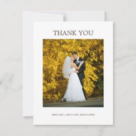 Elegant White Minimalist Bröllop Photo Tack Kort