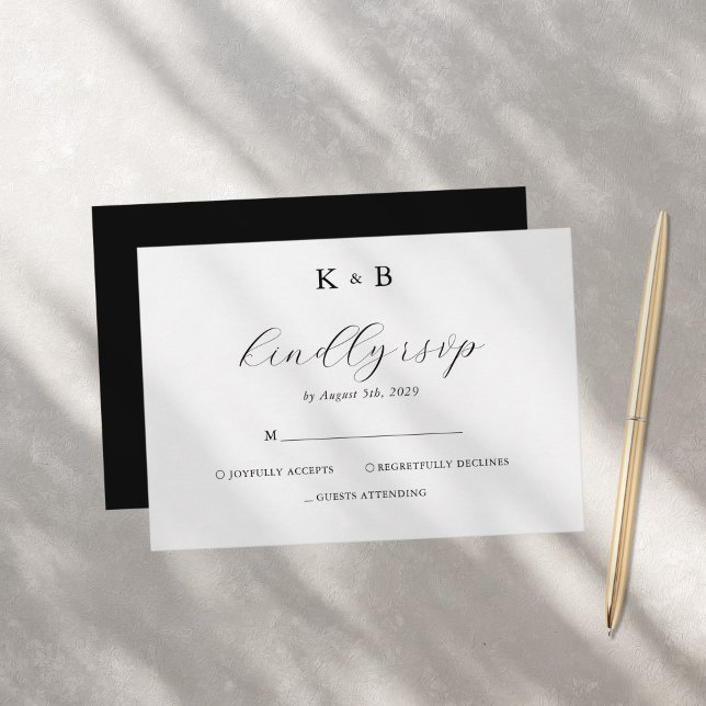 Elegant White Minimalist Chic Monogram Bröllop OSA Kort (Skapare uppladdad)