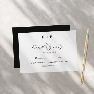 Elegant White Minimalist Chic Monogram Bröllop OSA Kort