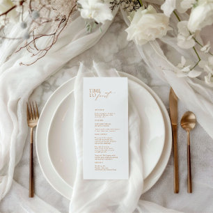 Elegant White Modern "Time to Feast" Bröllop Menu Meny