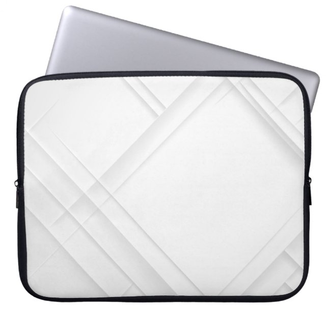 Elegant White Monochrome Abstrakt Mönster Laptop Fodral (Framsidan)