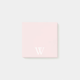 Elegant White Monogram Initial Blush Pink Post-it Block