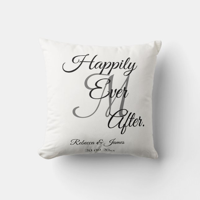 Elegant White Monogrammed glatt efter Kudde (Framsida)